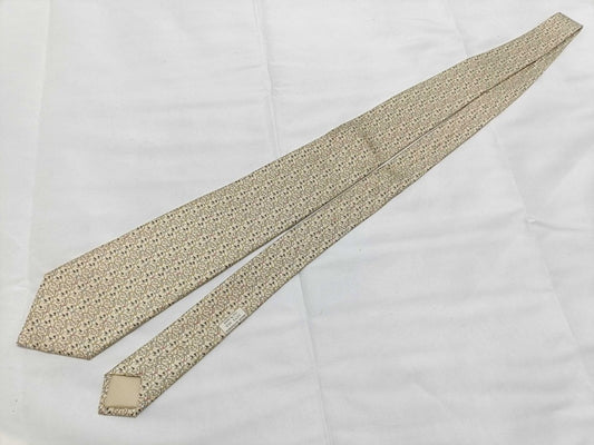 HERMES エルメス ネクタイ ベージュ シルク100% メンズ 馬柄 新品未使用展示品