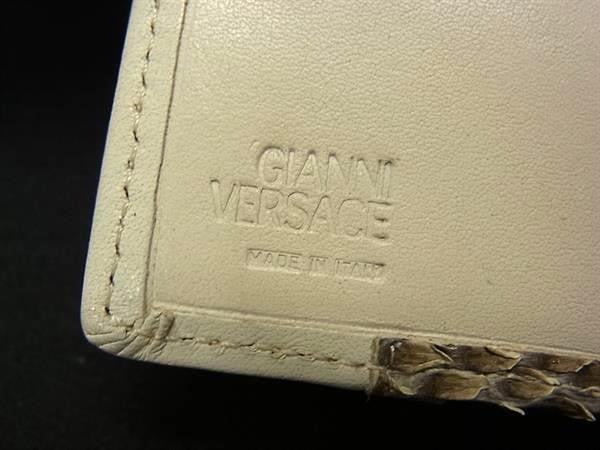GIANNI VERSACE ジャンニ ヴェルサーチェ 二つ折り財布 メデューサ ベージュ系 × アイボリー系 パイソン × レザー ユニセックス 超美品