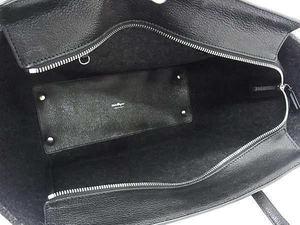 Salvatore Ferragamo フェラガモ ハンドバッグ エイミー ブラック フェルト レザー レディース スタッズ シルバー金具 超美品