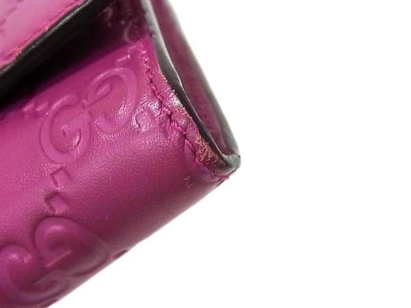 GUCCI グッチ 長財布 グッチシマ メタルリボン ジップアラウンドウォレット 388679 パープル系 レザー レディース 美品