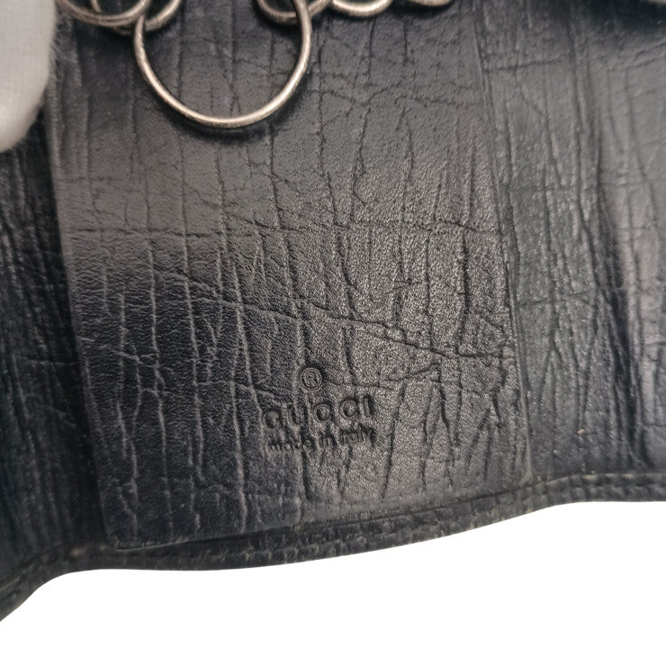 GUCCI グッチ キーケース バンブー 112552.2149 ブラウン系 ブラック GGキャンバス レザー ユニセックス 6連 美品