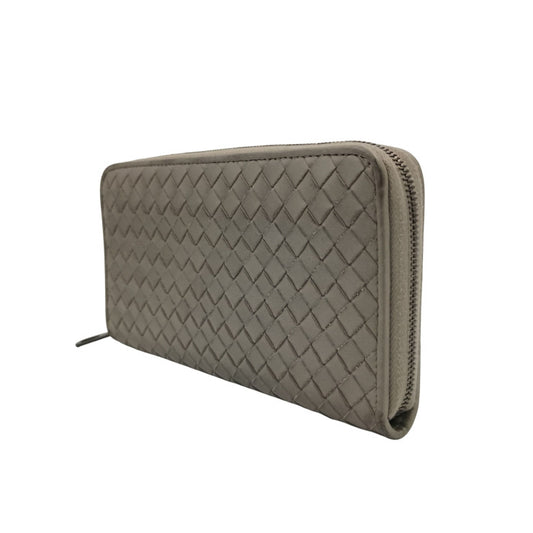 BOTTEGA VENETA ボッテガヴェネタ 長財布 イントレチャート 510643 グレー系 レザー ユニセックス ラウンドファスナー 美品