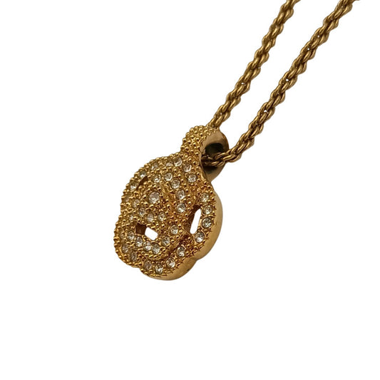 Christian Dior クリスチャンディオール ネックレス ラインストーン ネックレス ゴールド系 メタル レディース ラインストーン 美品