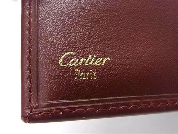 Cartier カルティエ 三つ折り財布 マストライン L3000039 ボルドー系 カーフレザー レディース がま口 美品