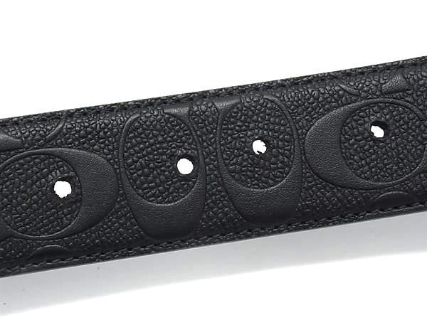 COACH コーチ ベルト ワイド ハーネス リバーシブル シグネチャー F55157 ブラック系 レザー メンズ リバーシブル 美品