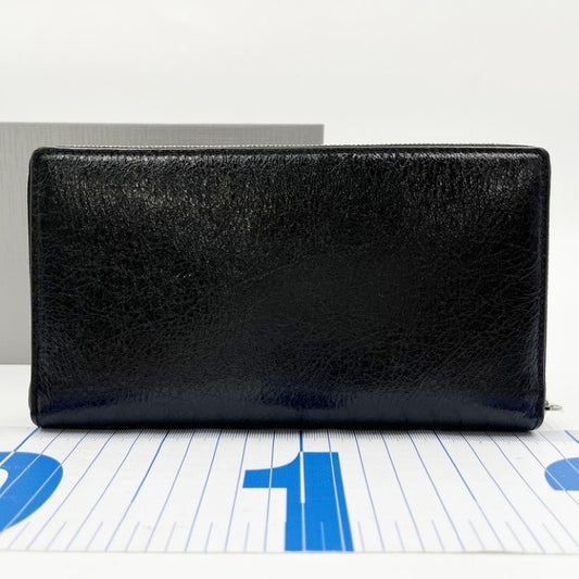 BALENCIAGA バレンシアガ 長財布 Monaco コンチネンタルウォレット 766560 ブラック系 レザー メンズ ラウンドファスナー BB ロゴ シルバー金具 超美品