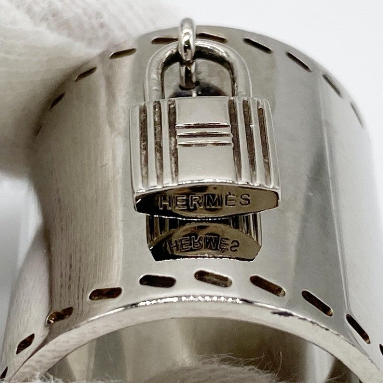 HERMES エルメス スカーフリング シルバー系 メタル レディース カデナモチーフ 美品