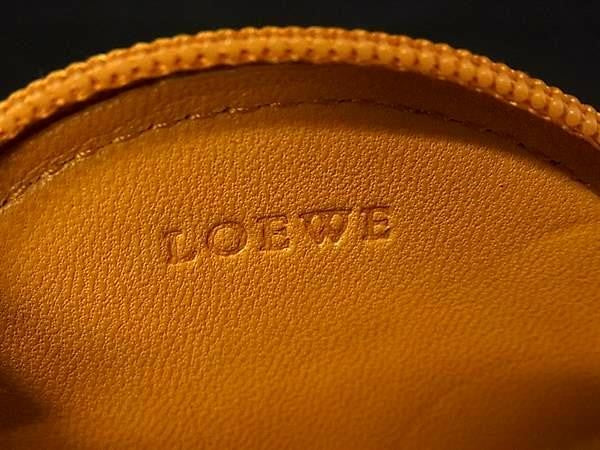 LOEWE ロエベ コインケース アナグラム ラウンド コインパース マスタード系 レザー ユニセックス アナグラム 小銭入れ 美品