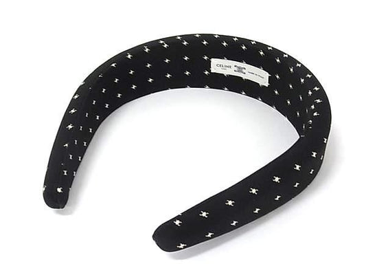 CELINE セリーヌ カチューシャ マイクロ トリオンフ ヘッドバンド ブラック系 シルク レディース ヘアアクセサリー 美品