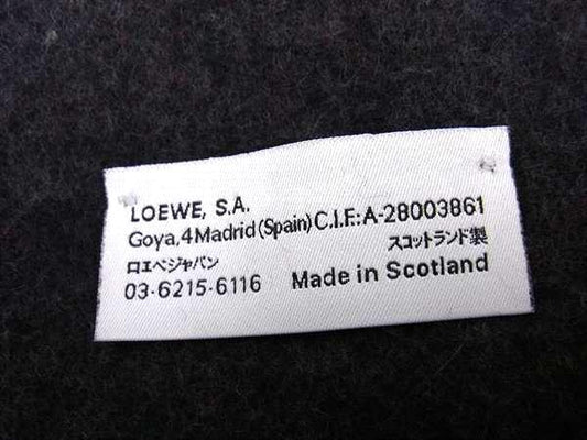LOEWE ロエベ マフラー アナグラム 臙脂色系×グレー系 ウール75% アンゴラ25% レディース フリンジ 美品