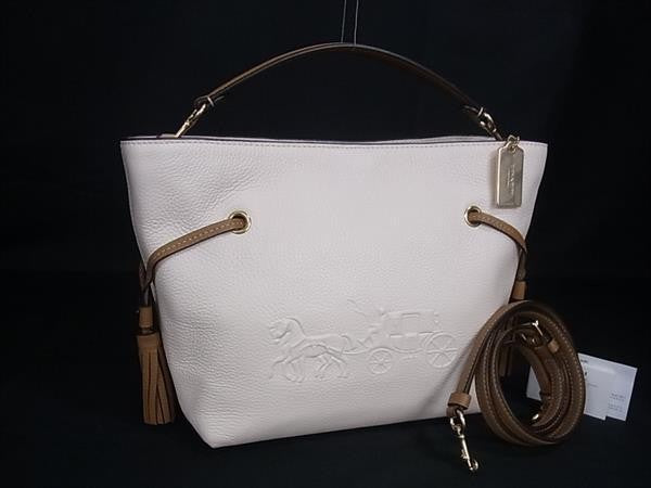 COACH コーチ ハンドバッグ アンディ CA164 チョーク系 レザー レディース 2WAY ショルダーバッグ ゴールド金具 超美品