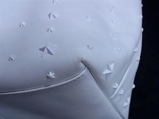 JIMMY CHOO ジミーチュウ トートバッグ ピムリコ ホワイト ブラック レザー レディース スタースタッズ エンボス