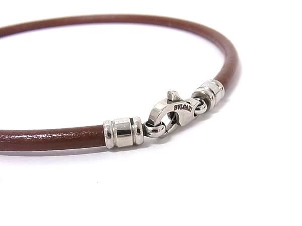 BVLGARI ブルガリ チョーカー ブラウン レザー メタル ユニセックス 美品