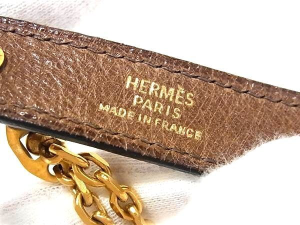 HERMES エルメス グローブホルダー ノマド ブラウン系 オーストリッチ ユニセックス 手袋ホルダー ゴールド金具