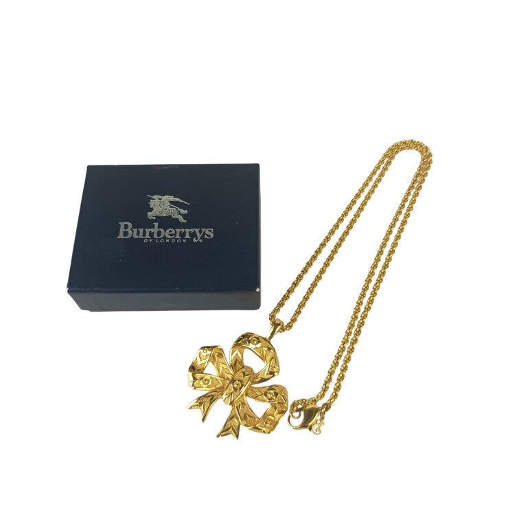Burberrys バーバリーズ ネックレス リボンモチーフ ゴールド系 メタル レディース ヴィンテージ 超美品
