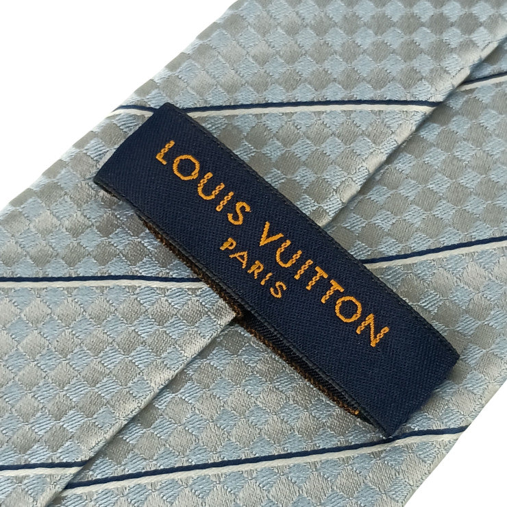 LOUIS VUITTON ルイヴィトン ネクタイ クラヴァット エク 8CM M78756 ブルーシエル シルク100% メンズ マイクロダミエ 新古未使用展示品
