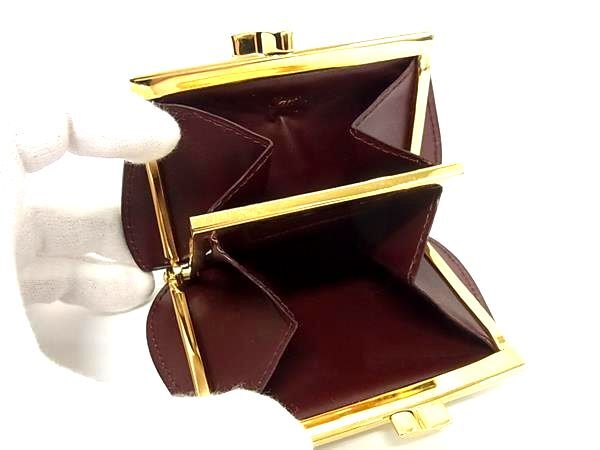 Cartier カルティエ コインケース マストライン ボルドー レザー レディース がま口 ゴールド金具