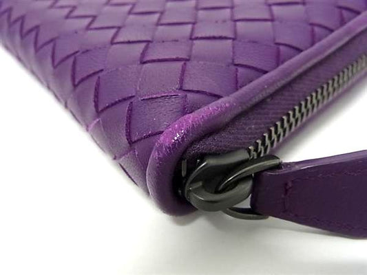 BOTTEGA VENETA ボッテガヴェネタ 財布 イントレチャート 114076 パープル レザー ユニセックス ラウンドファスナー 長財布 美品