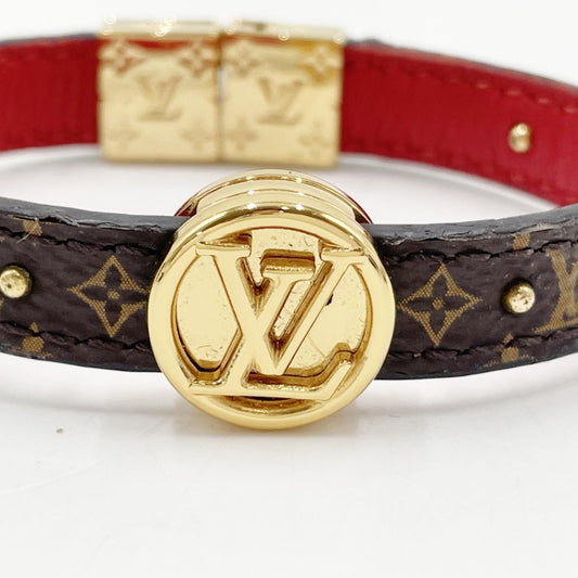 LOUIS VUITTON ルイヴィトン ブレスレット ブラスレ・LVサークルリバーシブル M6268E ブラウン ルージュ モノグラム レザー レディース ゴールド金具 美品