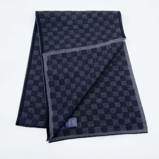 LOUIS VUITTON ルイヴィトン スカーフ・マフラー マフラー・ネオ プティ ダミエ M77988 ブラック系 ウール100% メンズ 美品