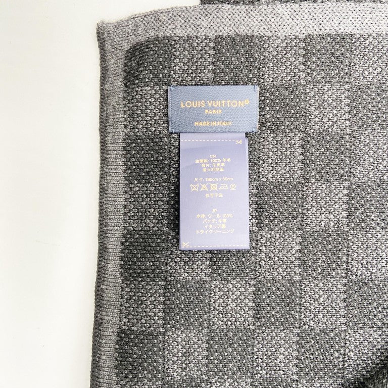 LOUIS VUITTON ルイヴィトン スカーフ・マフラー マフラー・ネオ プティ ダミエ M77988 ブラック系 ウール100% メンズ 美品