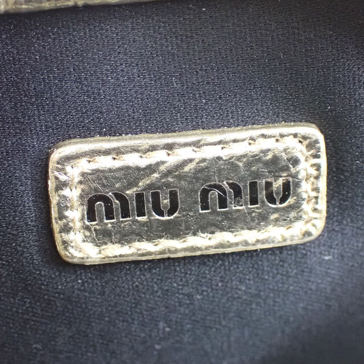 miu miu ミュウミュウ バッグチャーム マイクロバッグチャーム 5NR036 ゴールド系 レザー レディース ミニ 美品