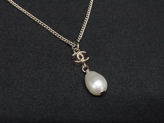 CHANEL シャネル ネックレス ココマーク ゴールド系 メタル × フェイクパール レディース B12C ペンダント 美品