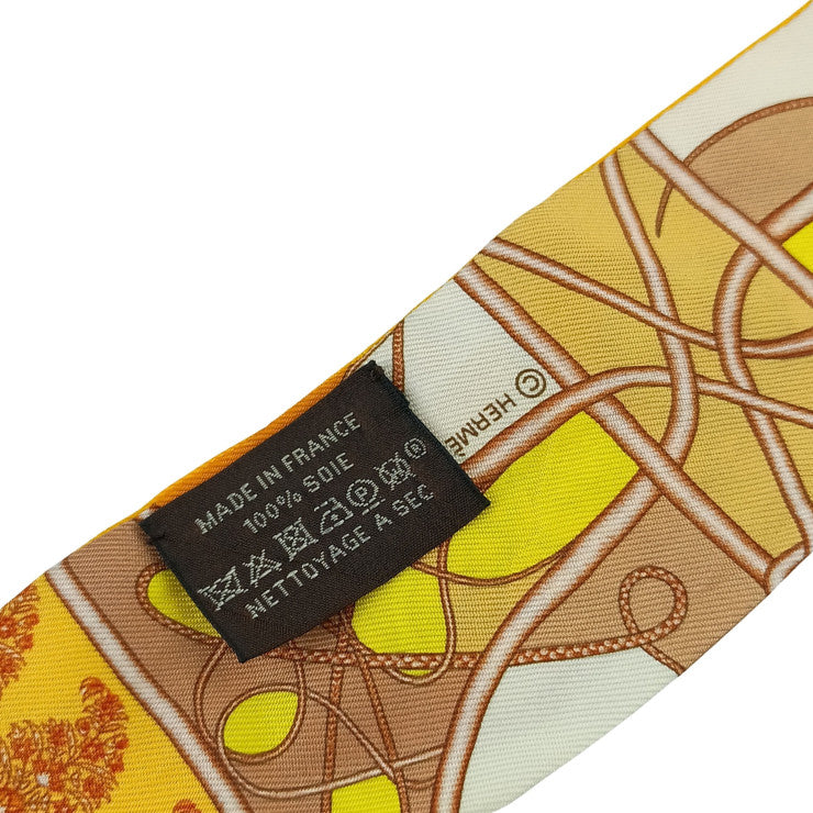 HERMES エルメス リボンスカーフ ツイリー マルチカラー系 シルク100% レディース COMP DE FOUET AU BLOC 美品