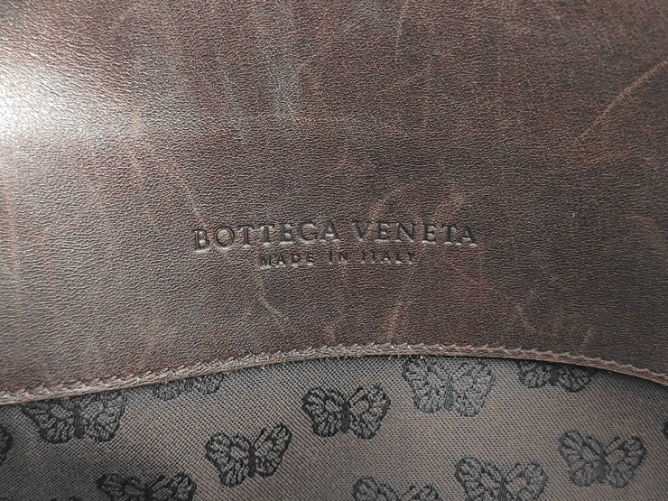 BOTTEGA VENETA ボッテガヴェネタ トートバッグ ブラウン系 キャンバス レザー レディース バタフライ柄