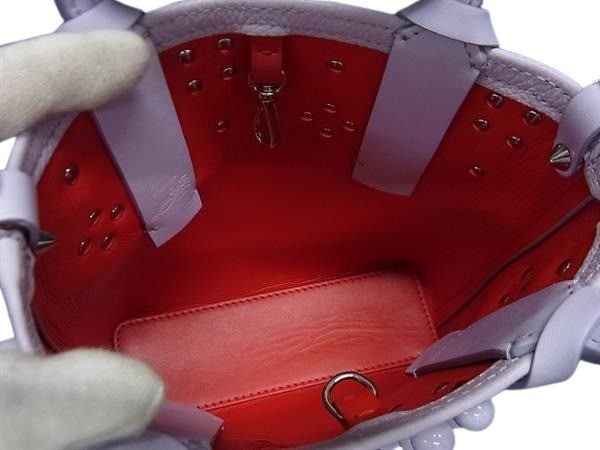 Christian Louboutin クリスチャンルブタン ハンドバッグ カバタ ミニ ライトパープル レザー レディース 2WAY スタッズ 超美品