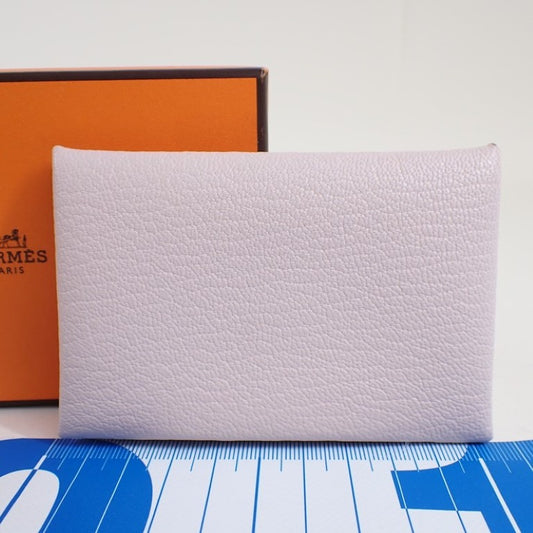HERMES エルメス カードケース カルヴィ モーヴペール(ピンク系) シェーブル レディース 名刺入れ 超美品