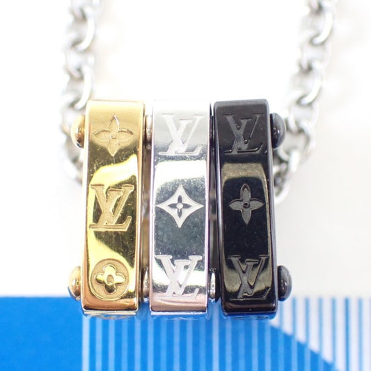 LOUIS VUITTON ルイヴィトン ネックレス ペンダントモノグラムボールド M00675 シルバーXゴールドXブラック系 メタル ユニセックス 美品
