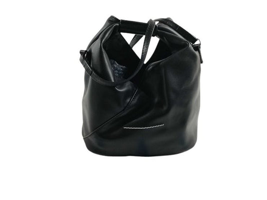 MM6 Maison Margiela メゾン マルジェラ ハンドバッグ ジャパニーズ クロスボディバッグ S54WD0106 ブラック系 レザー レディース シルバー金具 2WAY ショルダーバッグ 美品