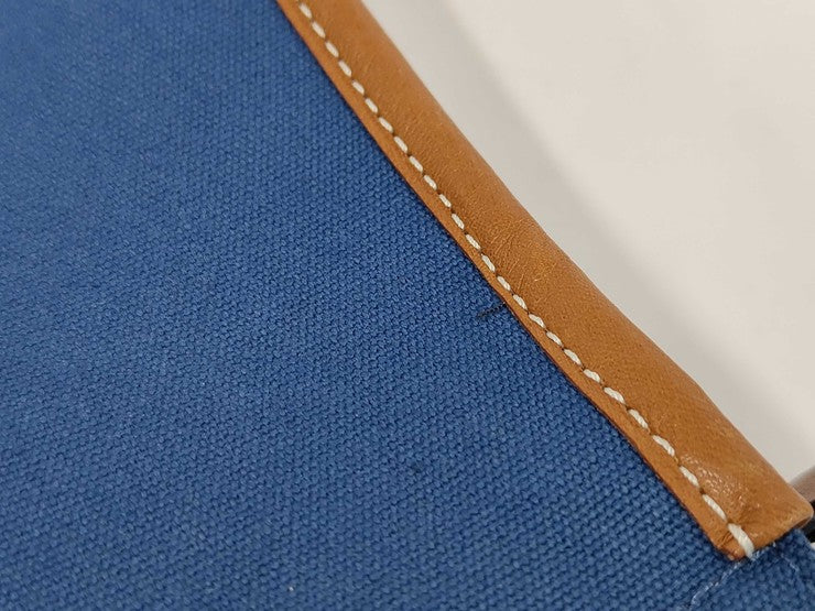HERMES エルメス ポーチ カマイユ ネイビー系 ブラウン系 キャンバス×レザー ユニセックス シルバー金具 美品