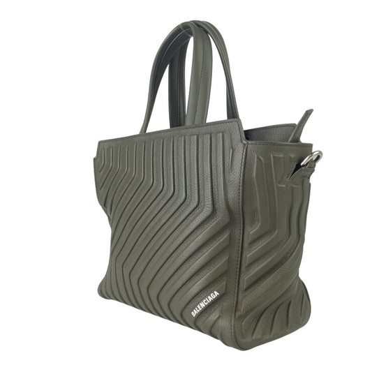 BALENCIAGA バレンシアガ ハンドバッグ カージップイーストウエスト 715048 カーキ系 レザー レディース 2WAY ショルダーバッグ 美品