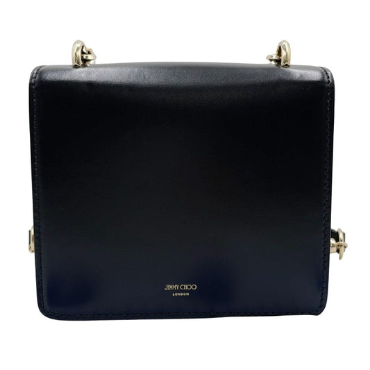 JIMMY CHOO ジミーチュウ ショルダーバッグ ヴァレンヌ ショルダーバッグ XS ブラック レザー レディース ラインストーン フェイクパール ゴールド金具 美品
