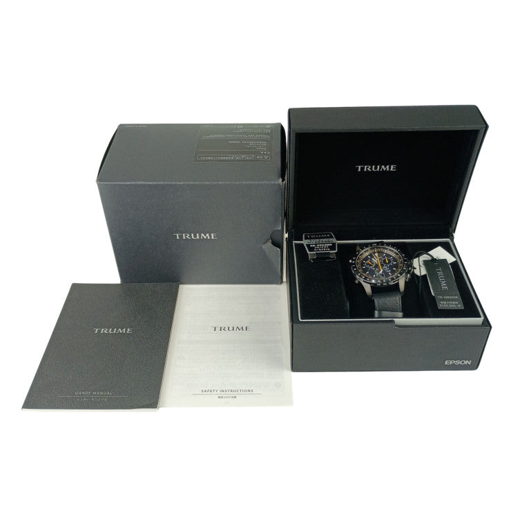 TRUME トゥルーム 時計 S Collection TRMB5008 ブラック セラミックス チタン レザー メンズ EPSON エプソン アナログ 新品未使用展示品