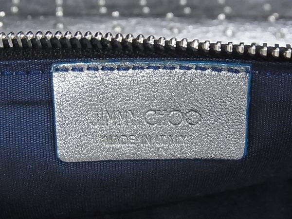 JIMMY CHOO ジミーチュウ クラッチバッグ シルバー系 レザー レディース スタッズ 二つ折りバッグ 美品