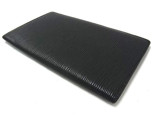LOUIS VUITTON ルイヴィトン 長財布 ポルトシェキエ カルト クレディ M63732 ブラック系 エピ レザー メンズ 二つ折り財布 札入れ 美品