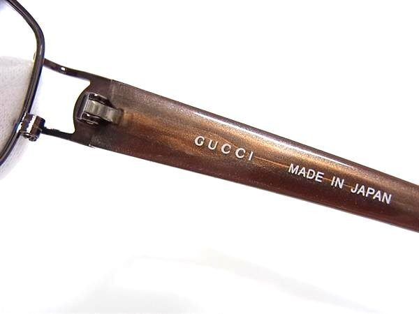 GUCCI グッチ 眼鏡 メガネフレーム クレストモチーフ GG-8540J ブラウン系 チタン ユニセックス 伊達メガネ アイウェア 美品