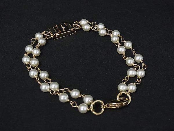 Salvatore Ferragamo フェラガモ ブレスレット ヴァラ ゴールド メタル レディース パール 美品