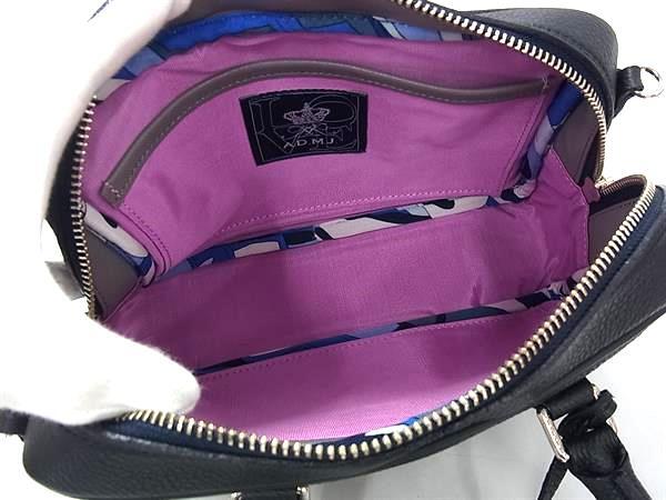 ADMJ エーディーエムジェイ ハンドバッグ ネイビー レザー レディース 2WAY シルバー金具 超美品