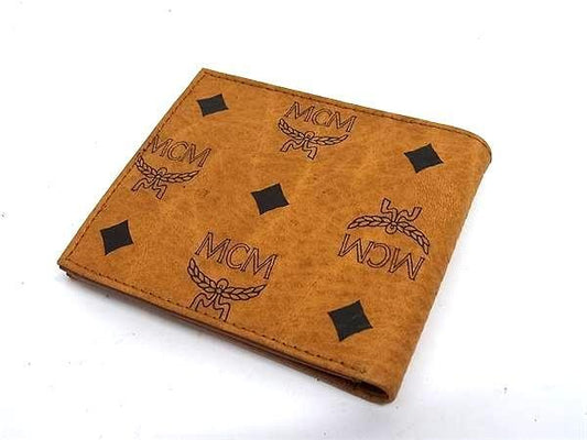 MCM エムシーエム 二つ折り財布 ヴィセトス ロゴグラム コニャック系 レザー メンズ モノグラム 美品