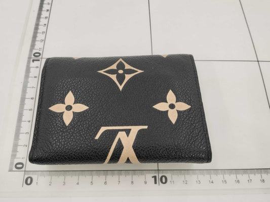 LOUIS VUITTON ルイヴィトン 三つ折り財布 ヴィクトリーヌ M80968 ブラック ベージュ系 バイカラー モノグラム アンプラント レディース ゴールド金具 美品