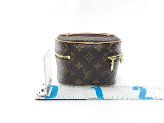 LOUIS VUITTON ルイヴィトン ハンドバッグ ニース ナノ M44936 ブラウン系 モノグラム レディース バニティバッグ ゴールド金具 美品