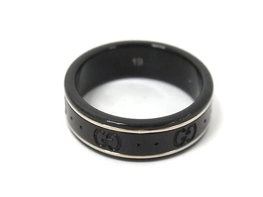 GUCCI グッチ リング アイコンリング 225985 ブラック系×シルバー系 セラミック K18WG ユニセックス GG柄 750 18K 美品