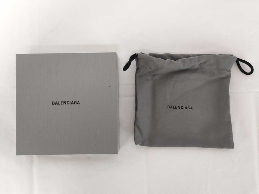BALENCIAGA バレンシアガ 三つ折り財布 エンベロープ 753762 グレー系 レザー レディース コンパクトウォレット シルバー金具 美品