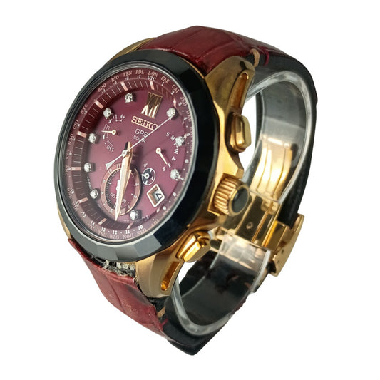 SEIKO セイコー 時計 アストロン 8Xシリーズ デュアルタイム ダイヤモンド限定モデル 8X53-0AM0 SBXB080 レッド文字盤系 セラミック/チタン クロコダイル メンズ 500本限定 GPS ソーラー 美品