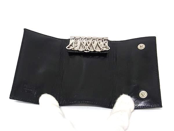FENDI フェンディ キーケース ズッカ 2270 10163 099 ブラック ナイロン レザー ユニセックス 6連 シルバー金具 美品
