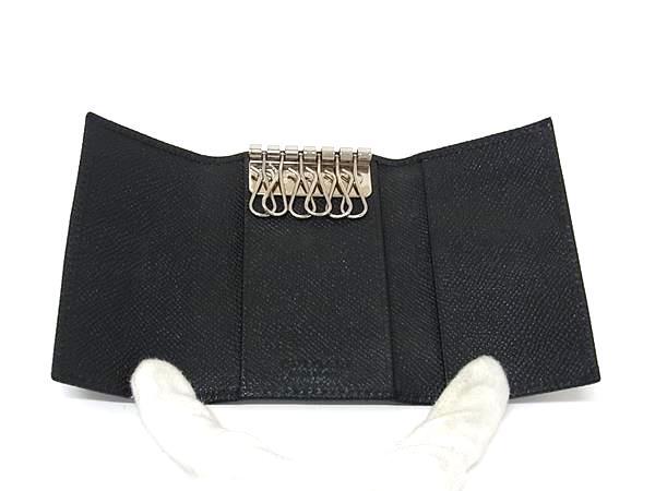 BVLGARI ブルガリ キーケース ブルガリブルガリ 30422 ブラック レザー ユニセックス ロゴクリップ 6連 ゴールド金具 美品